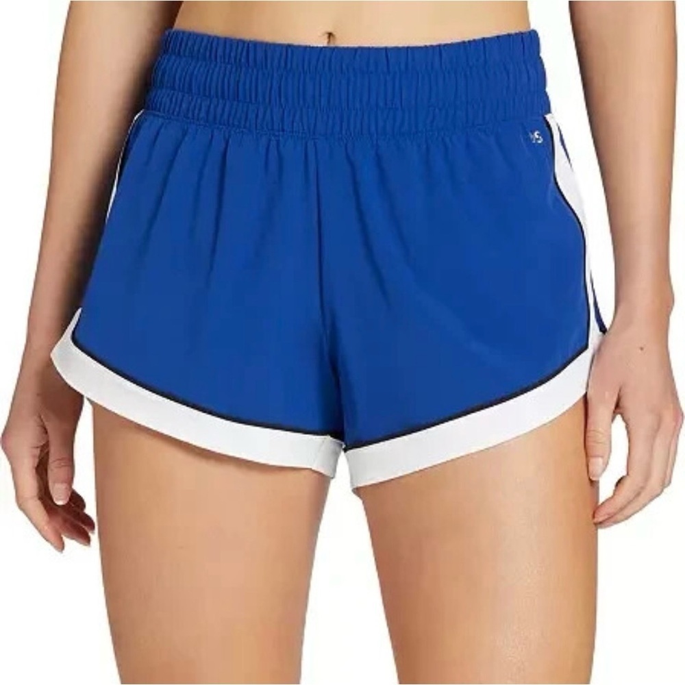 NEW DSG Women's Blue and White Athletic Shorts High Rise Built in Brief Size XL